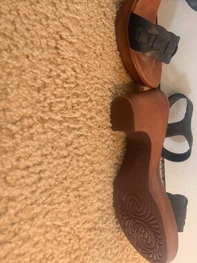 BOC Born Sandals Women’s Size 10 Black Leather Braided Block Heel Comfort